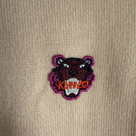 Kenzo Tiger Patch Pink Gray Colorblock Wool Cardigan Sweater Size Small - Picture 11 of 11